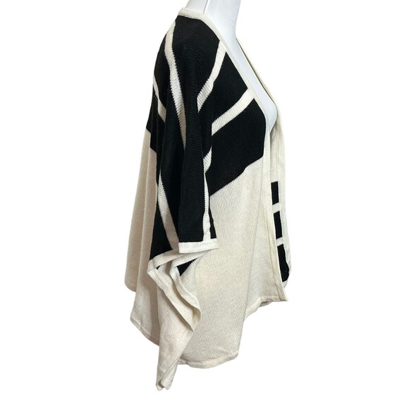 Brochu Walker Colorblock Poncho Cape Ivory Black Women’s One Size Wool Blend - Picture 5 of 11
